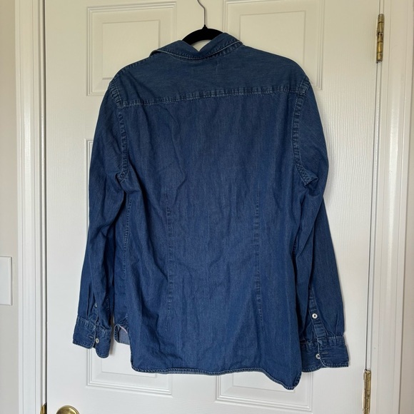 Mens Mango Denim Chambray Blue Button Down Shirt Size Small - Picture 6 of 6